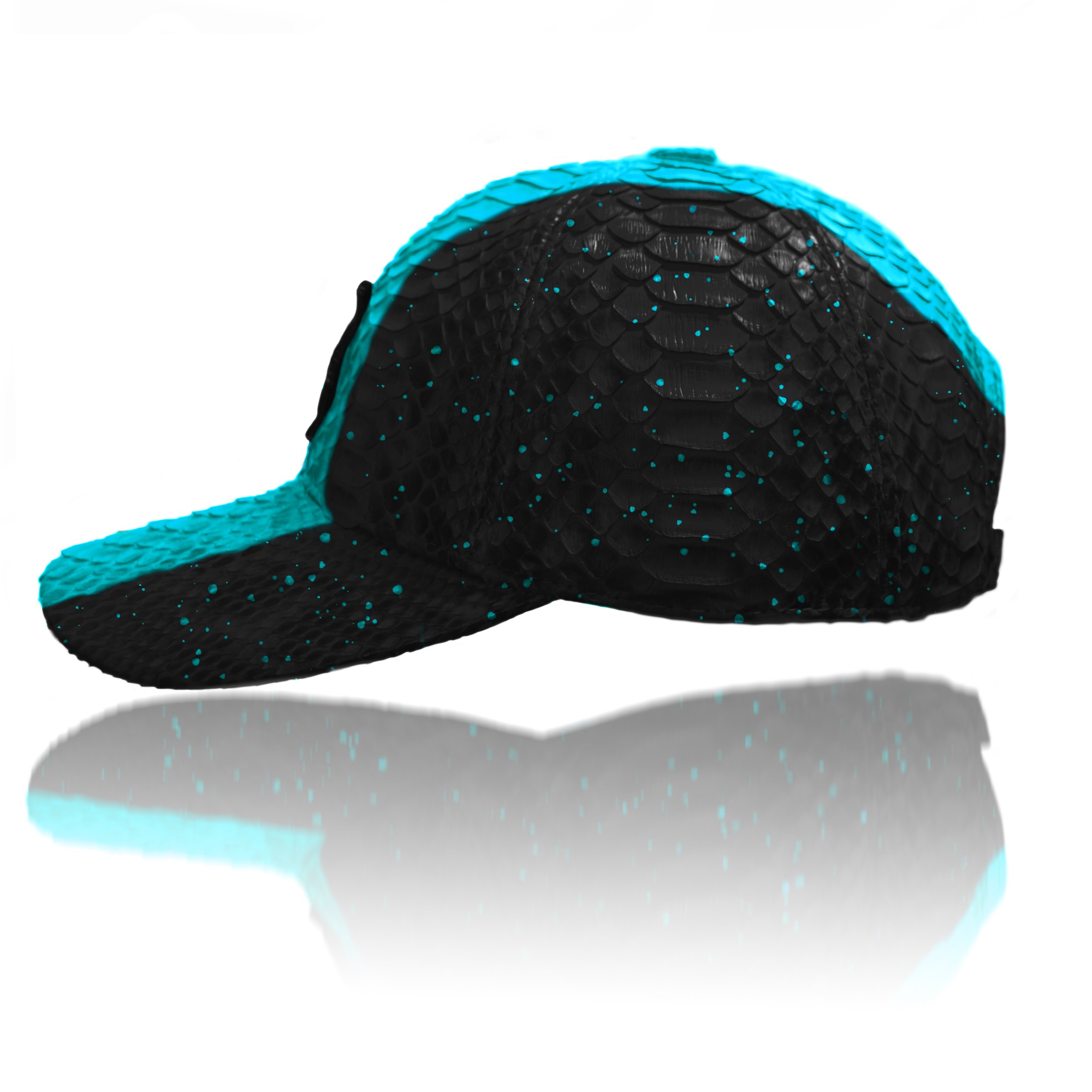Turq Neon paint Python baseball hat 1.jpg