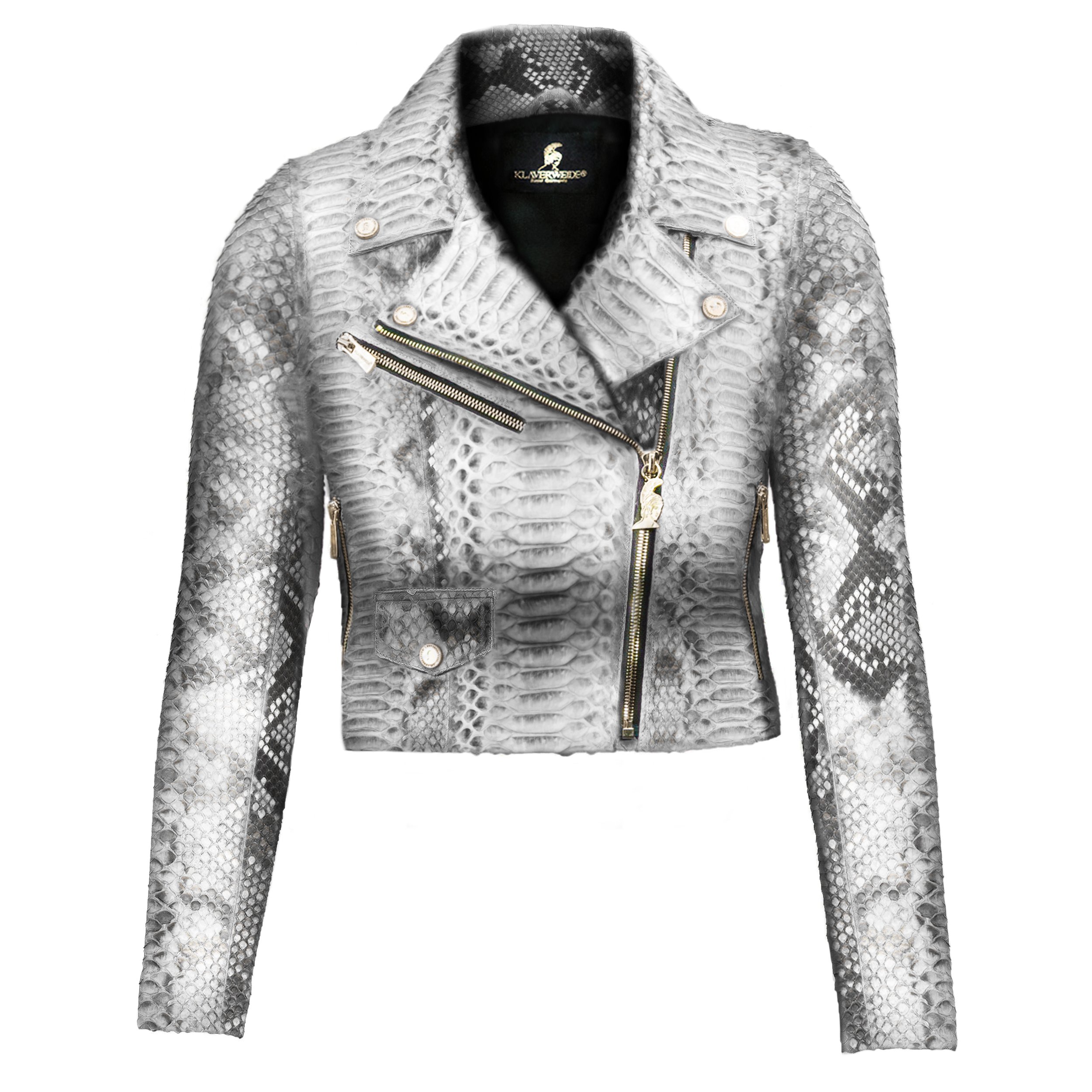Women Natural White Python Biker jacket Klaverweide 1.jpg