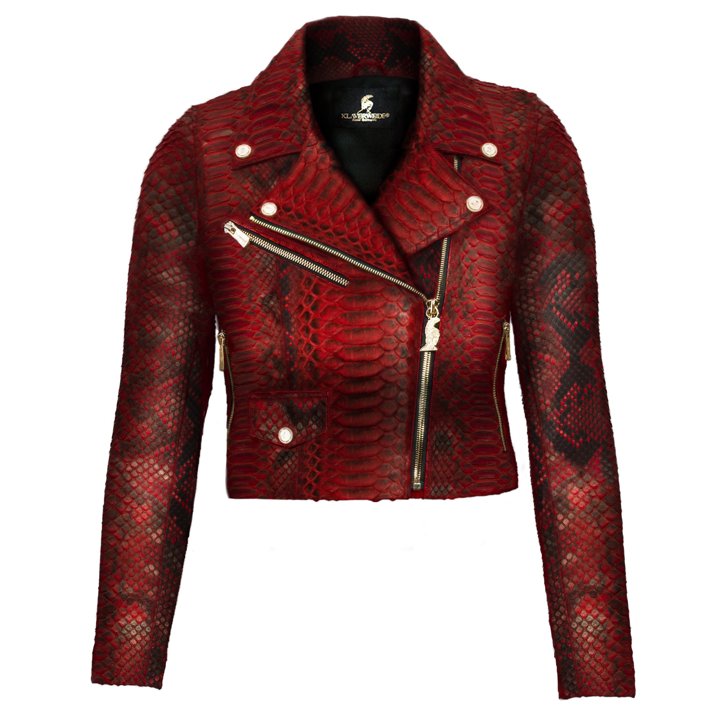 Women Natural red Python Biker jacket Klaverweide 1.jpg