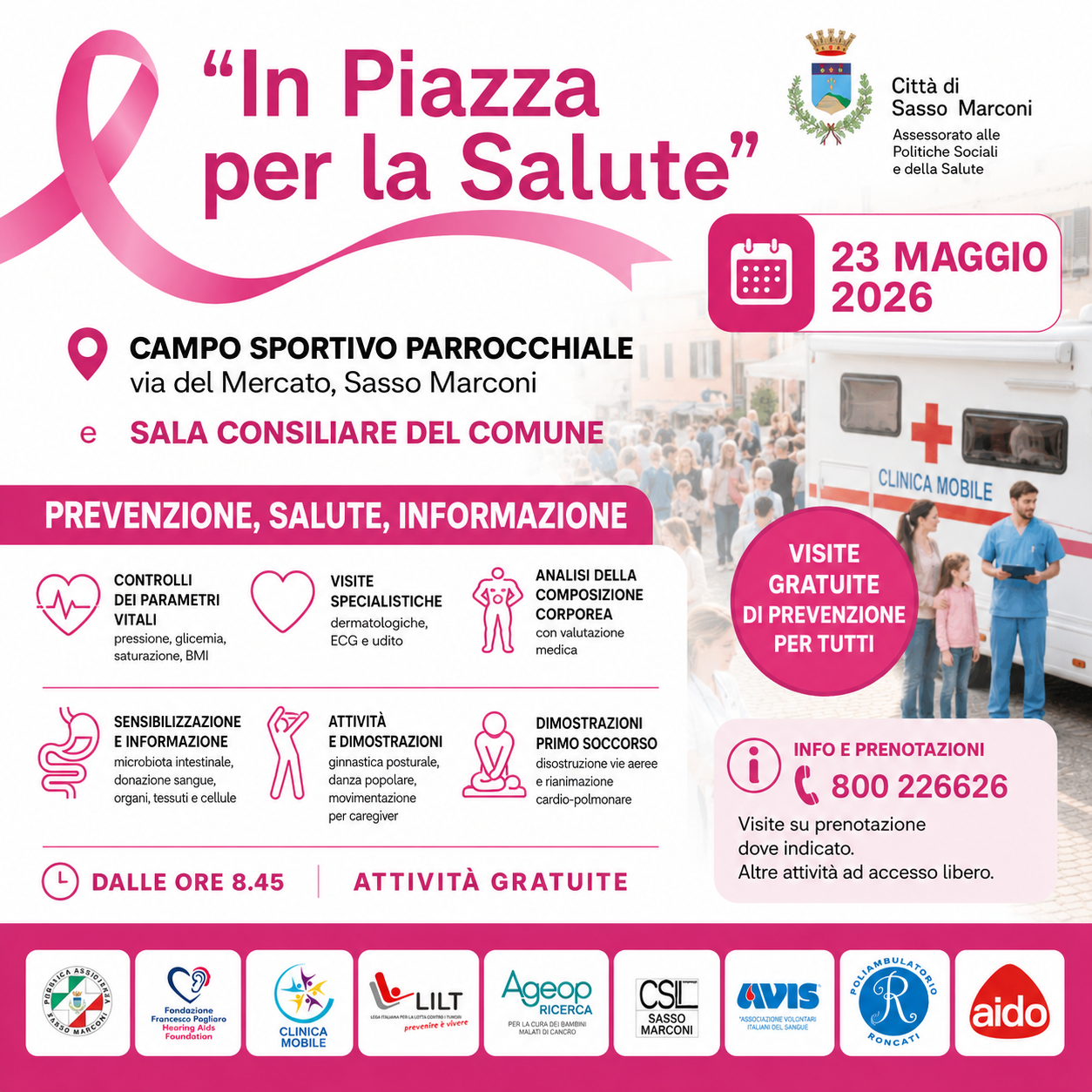 In piazza per la salute 23 maggio 2026