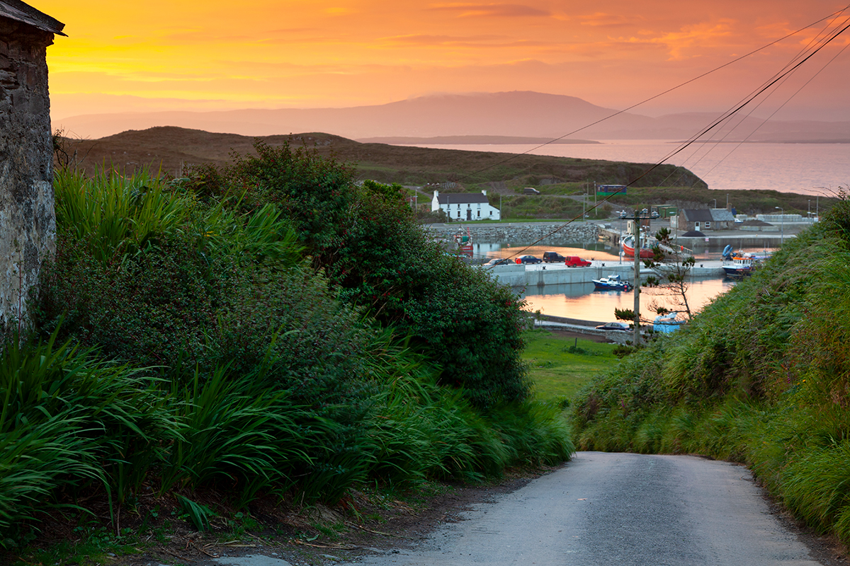 Sunset over North harbour on Cape Clear
