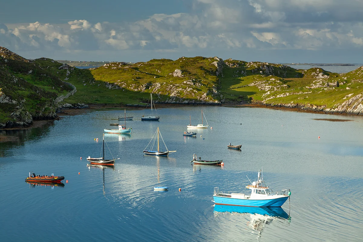 Harbour boats on Inishbofin island.
