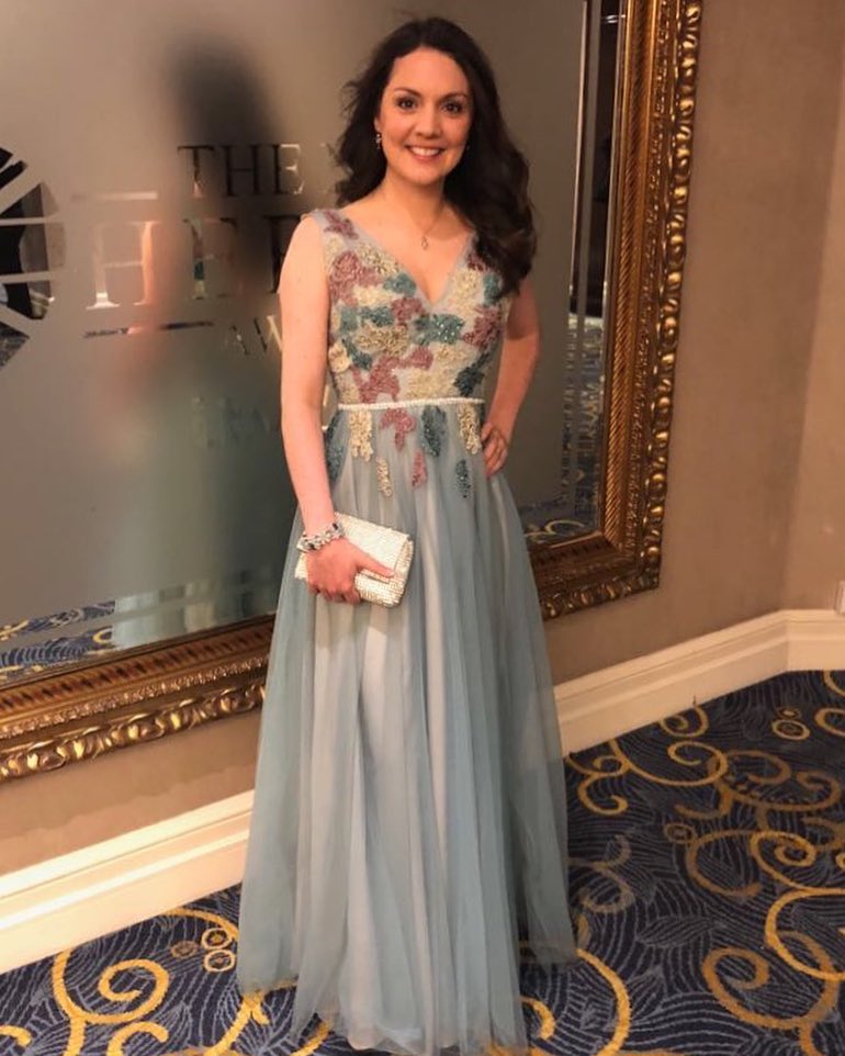 ITV Good Morning Britain presenter Laura Tobin wearing Mascara Gown to the Daily Mirror NHS awards.