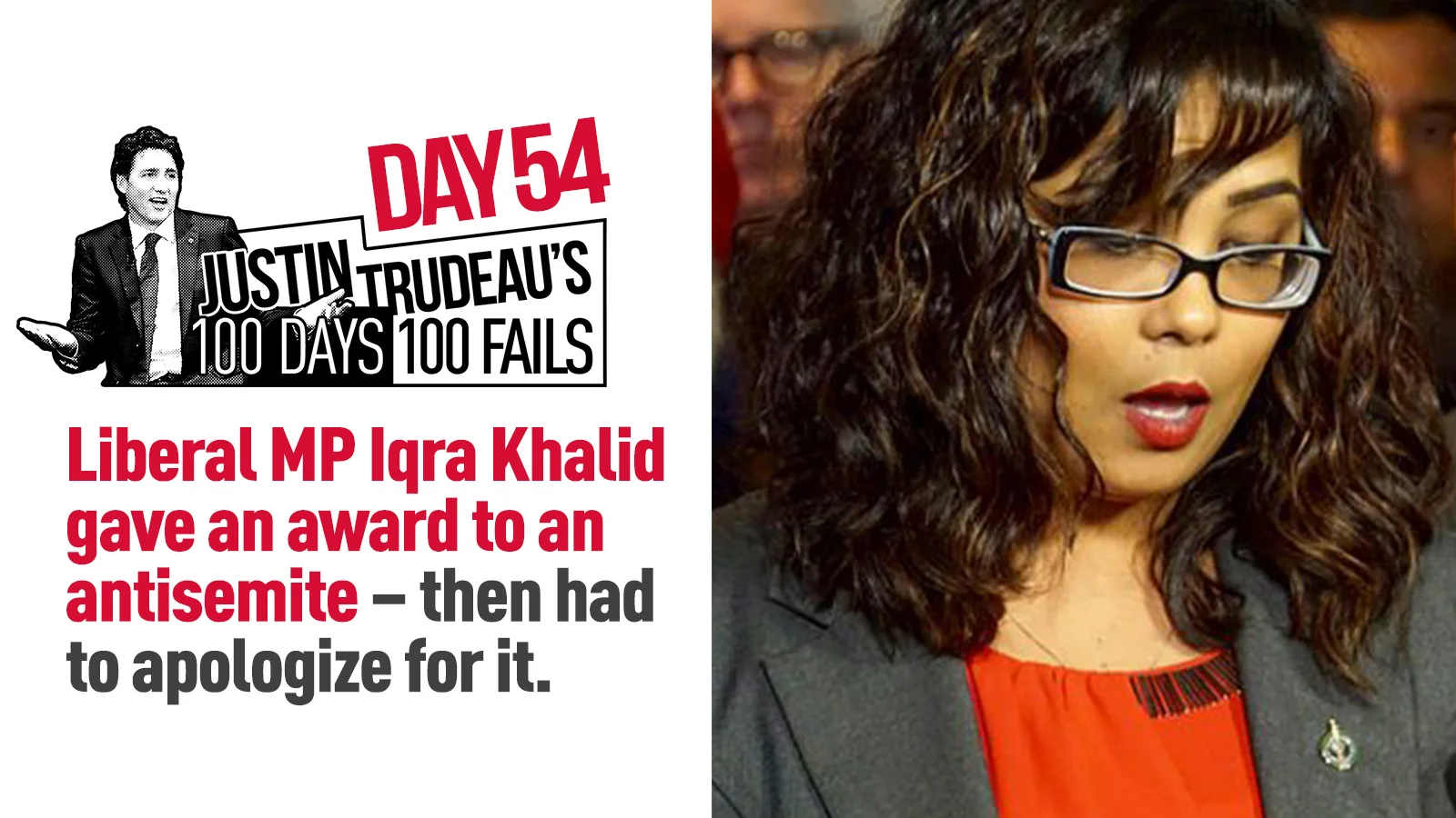 47. Liberal MP Iqra Khalid gave an award to an antisemite