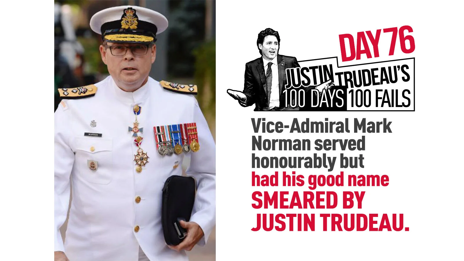 25. Justin Trudeau smeared Vice-Admiral Mark Norman's good name