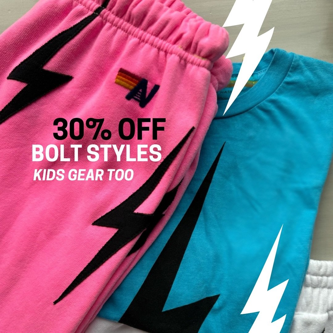 Bolt in tomorrow to shop!! Open 11-4 ⚡️30% off bolt styles through Monday. We have kids sizes too! ⚡️ @aviatornation 

#shoplocal #saturdayshopping