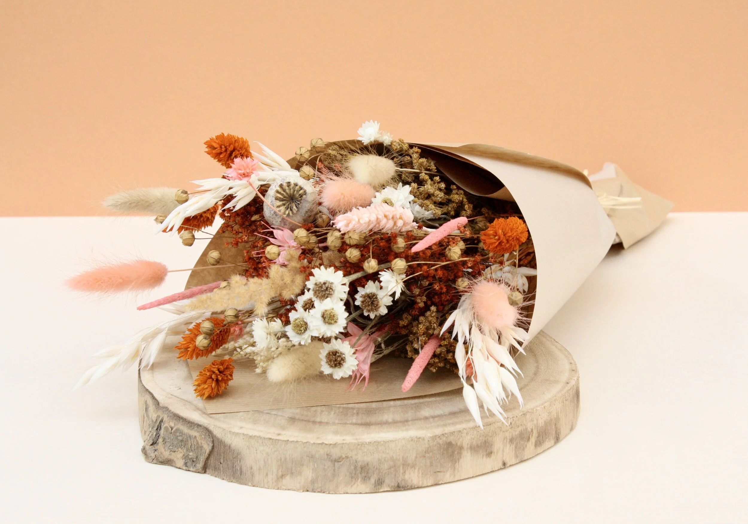 Bouquet fleurs séchées Terracotta