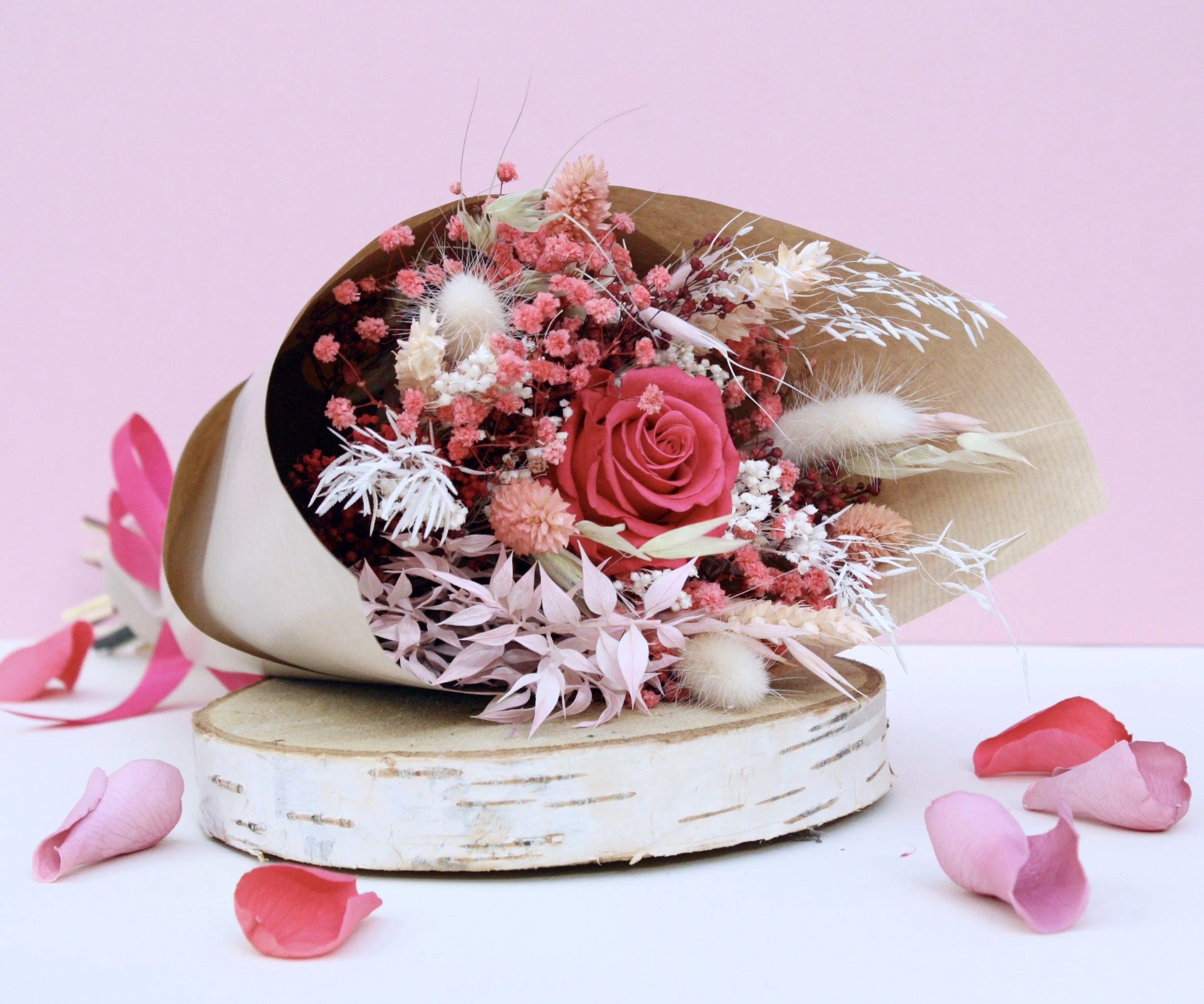 Bouquet rose eternelle fucshia