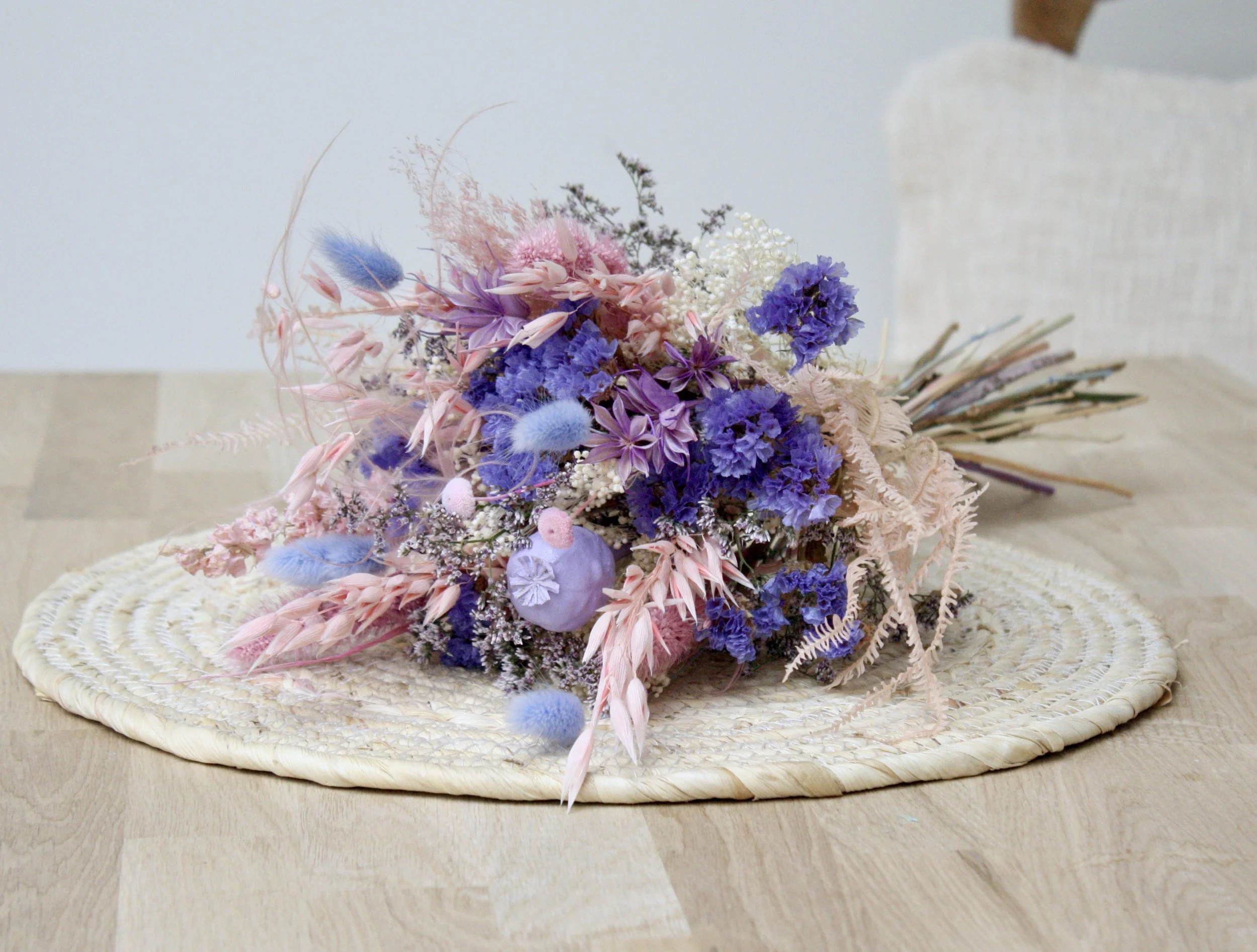 bouquet fleurs séchées dried flowers sweet dreams blue violet