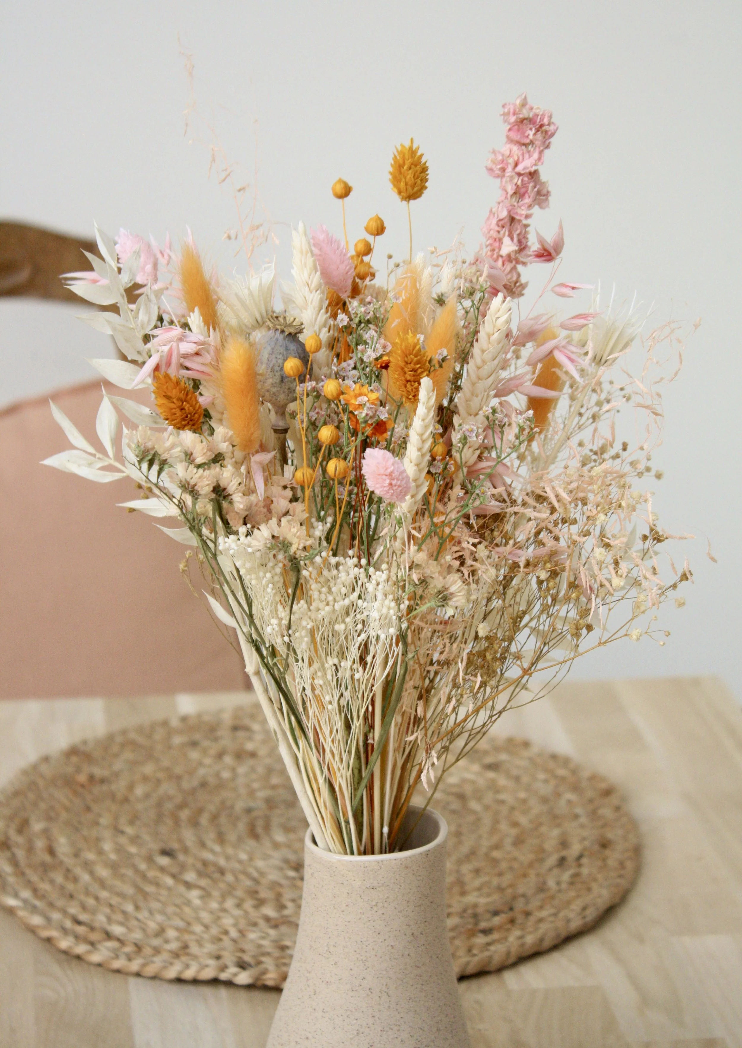 bouquet fleurs séchées dried flowers terracotta pastel