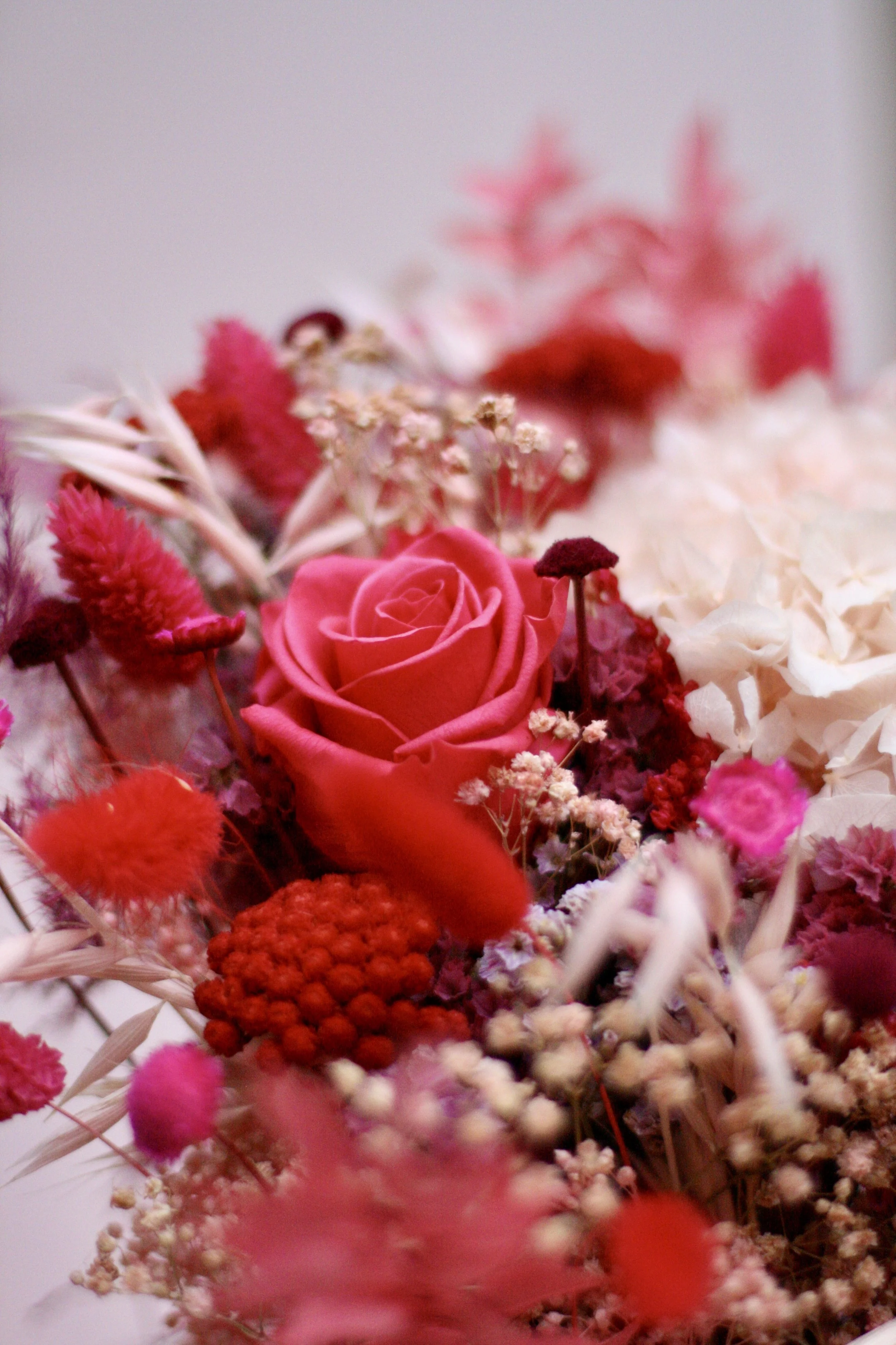 bouquet hortensia rose stabilisée fleurs séchées saint valentin