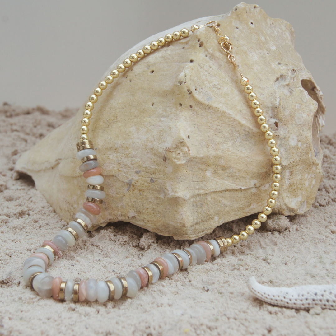 Collier ras de cou SALINE en pierres de lune assorties — LYTO