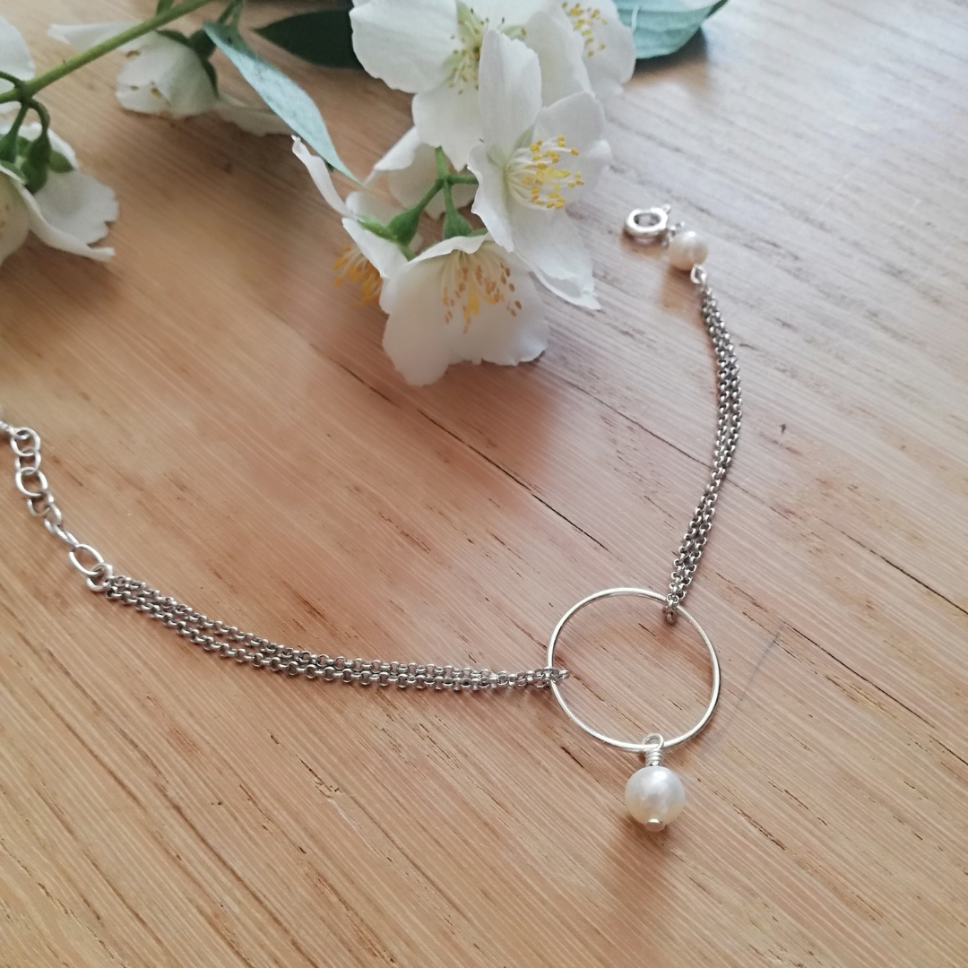 Bracelet En Argent Massif Avec Perles De Culture D'Eau Douce Baroque - Fait Main - ROSEMIMOSA - Neuf Avec Étiquettes