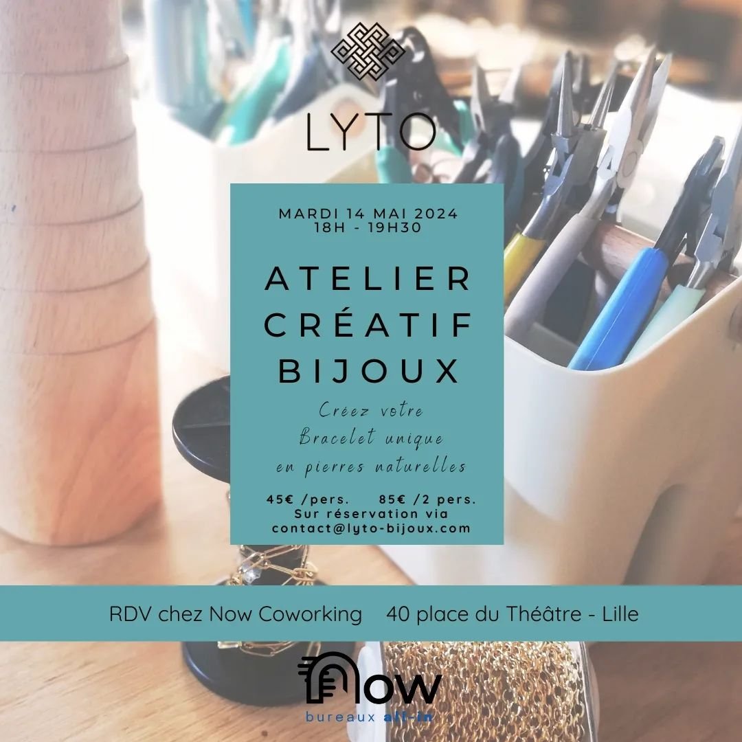 Amis Lillois ce post est pour Vous !Retrouvez LYTO et ses Ateliers Cr&eacute;atifs en mode afterwork et &agrave; prix tout&nbsp;doux ! Pour cela, RDV en plein c&oelig;ur de Lille, dans les prestigieux locaux de la CCI chez @nowcoworking le mardi 14 m