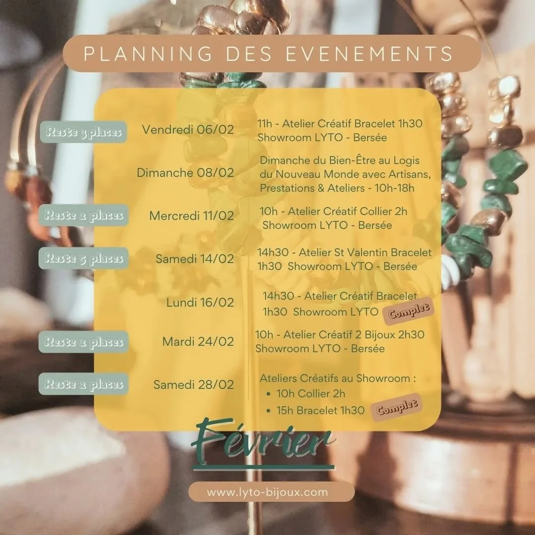 🌤 Rejoignez la communaut&eacute; LYTO en f&eacute;vrier : Cr&eacute;ativit&eacute; &amp; Partage au rendez-vous !
🌱F&eacute;vrier s'annonce enthousiasmant chez LYTO ! Venez partager des moments cr&eacute;atifs pleins de peps et de bonne humeur au c