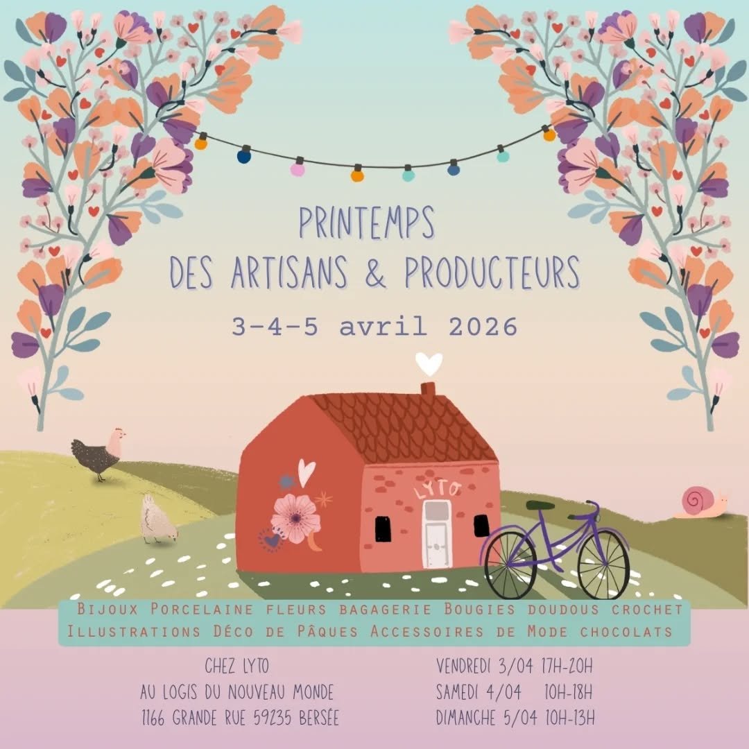 🌸 Le Printemps des Artisans &amp; Producteurs d&eacute;barque chez LYTO ! 🌸
Du vendredi 3 au dimanche 5 avril 2026, le @logis_du_nouveaumonde &agrave; Bers&eacute;e se transforme en march&eacute; de P&acirc;ques artisanal, local et plein de vie !
✨