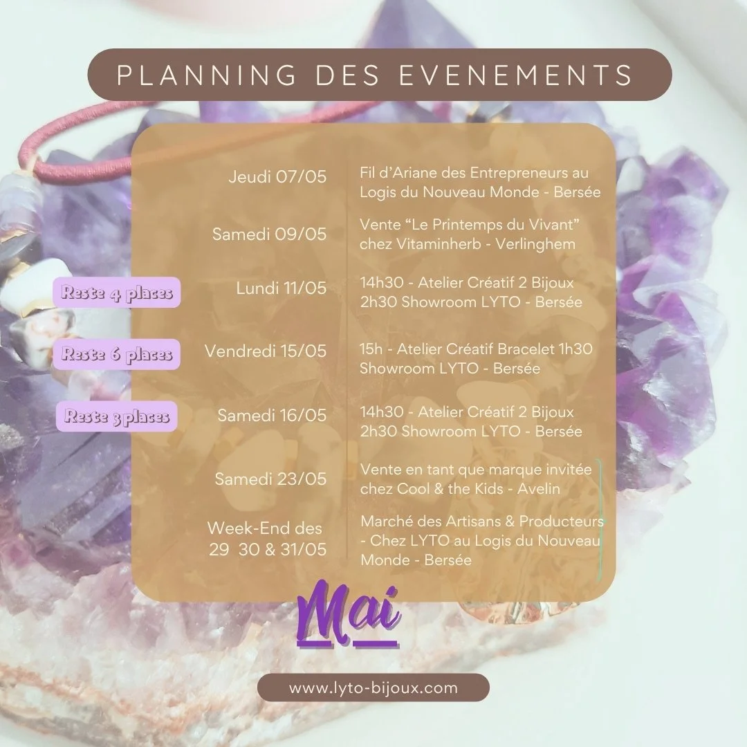 MAI Chez LYTO c&rsquo;est &hellip;
Un mois que j'aime construire pierre par pierre &mdash; au sens propre comme au figur&eacute;. 
Bref, des rencontres, des ateliers, des march&eacute;s ... Voil&agrave; ce que j'ai imagin&eacute; pour vous ce printem