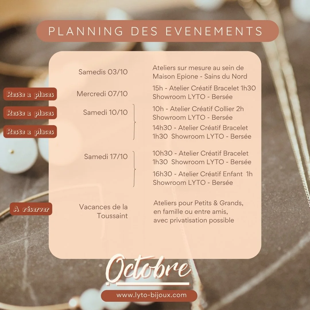 ✨ L&rsquo;AGENDA D&rsquo;OCTOBRE EST EN LIGNE ! ✨
Ce mois-ci, on d&eacute;marre en beaut&eacute; avec une collaboration tr&egrave;s sp&eacute;ciale &hellip; 🌿

📅 L'&Eacute;V&Eacute;NEMENT DU MOIS : LYTO x @maison.epione
Ce Samedi 3 octobre
Retrouve