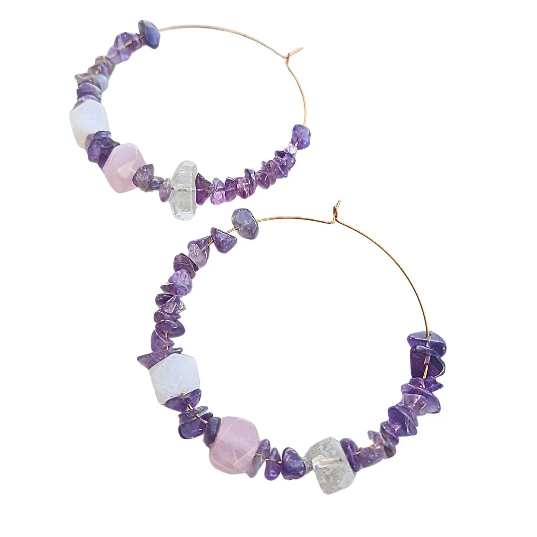 Grandes Créoles ANIMA Jaspe Zèbre & Améthyste