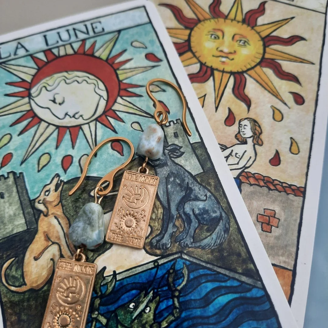 Boucles Dormeuses SOLUNIA Larimar & Arcane Tarot