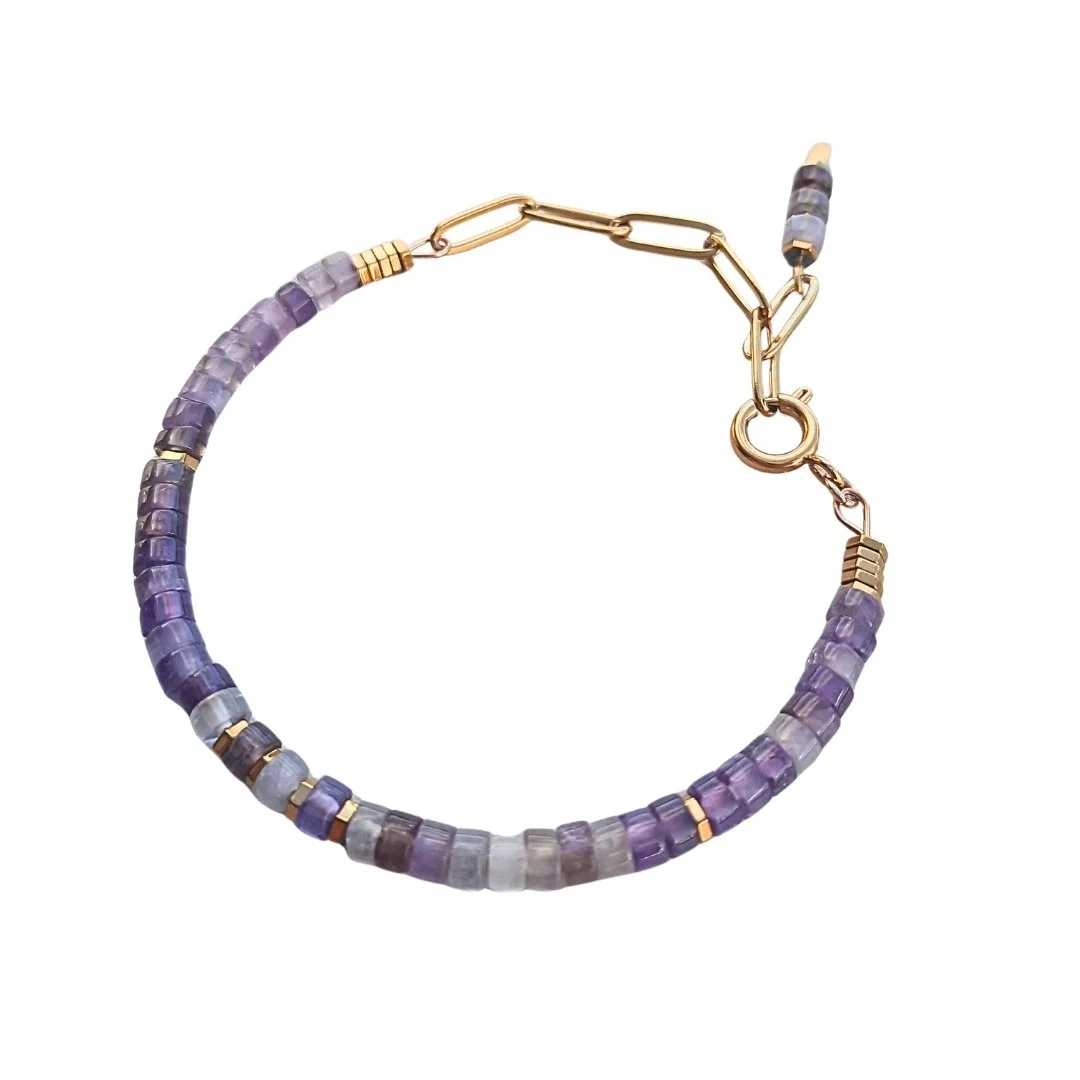 Bracelet ANIMA en améthystes style Heishi