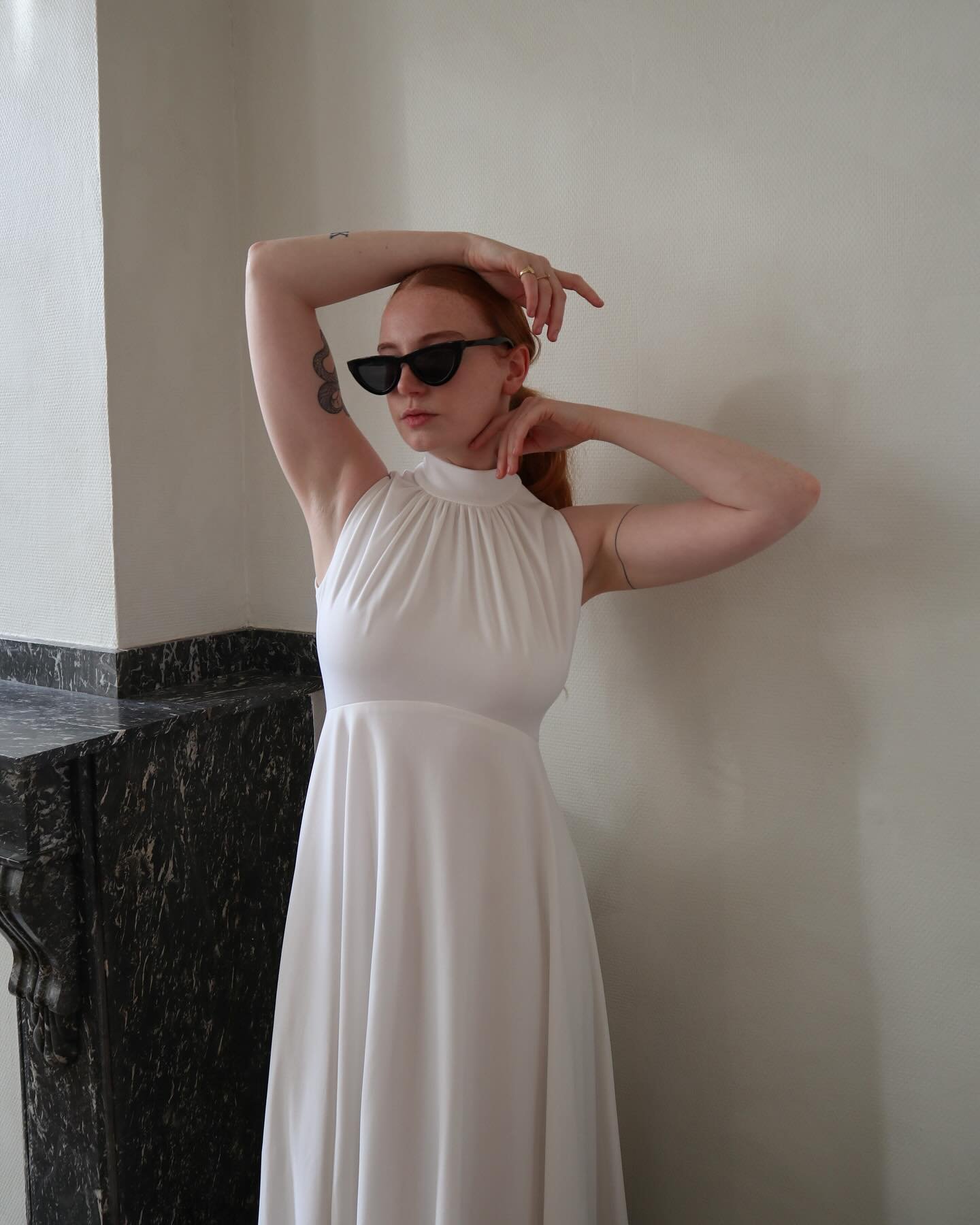 one of our vintage gowns &mdash; this sleek 70s halter neck dress is now available! #somethingpreloved