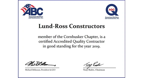 Lund-Ross named an Accredited Quality Contractor