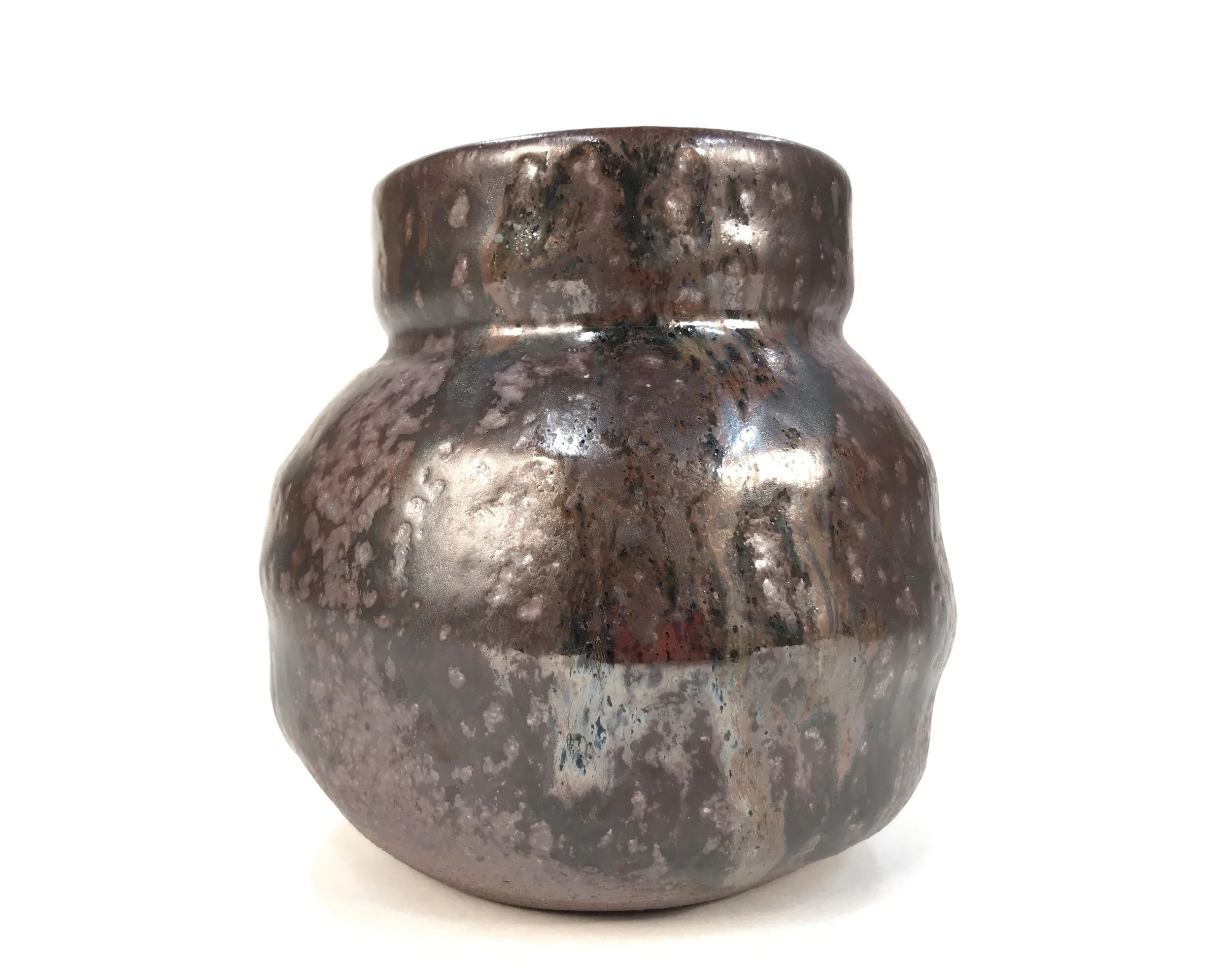  Stoneware with wild clay shino glaze,  soda fired cone 11 reduction 