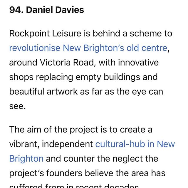 Our CEO Dan Davies has just been named by @liverpoolecho as one of the top most influential people on Merseyside. 
#RockpointLeisure #TheJamesAtherton #Habibi #RockpointRecords #NewBrightonStreetArt #Merseyside #Wallasey #NewBrighton #VictoriaQuarter