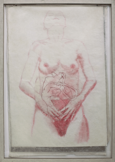    Dar a luz/Light drawing. El anhelo I/Yearning I   Lápiz, cera, luz/Pencil, wax, light. 70x100 cm. 