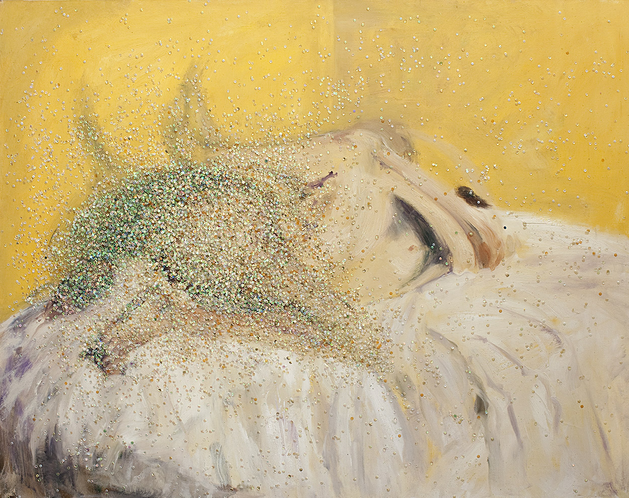 Delirium Tremens, Of you and me revisited Oil paint and strass on canvas. 150 x 114 cm.