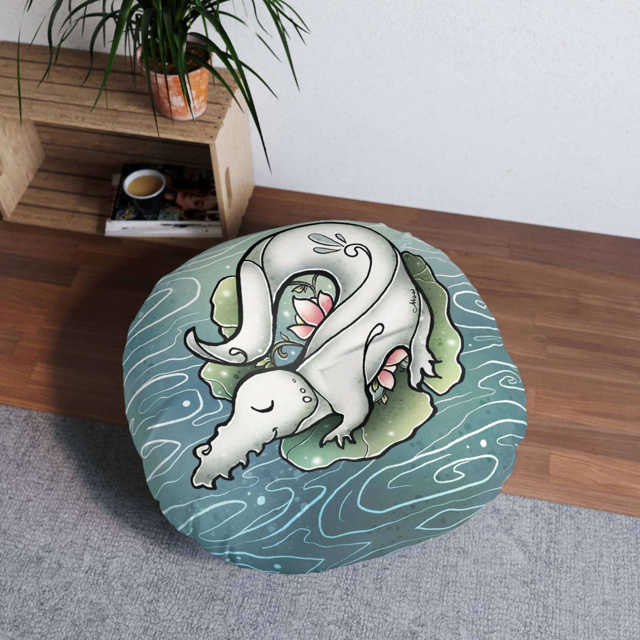 Sleeping Baby Gator — Round Floor Pillow