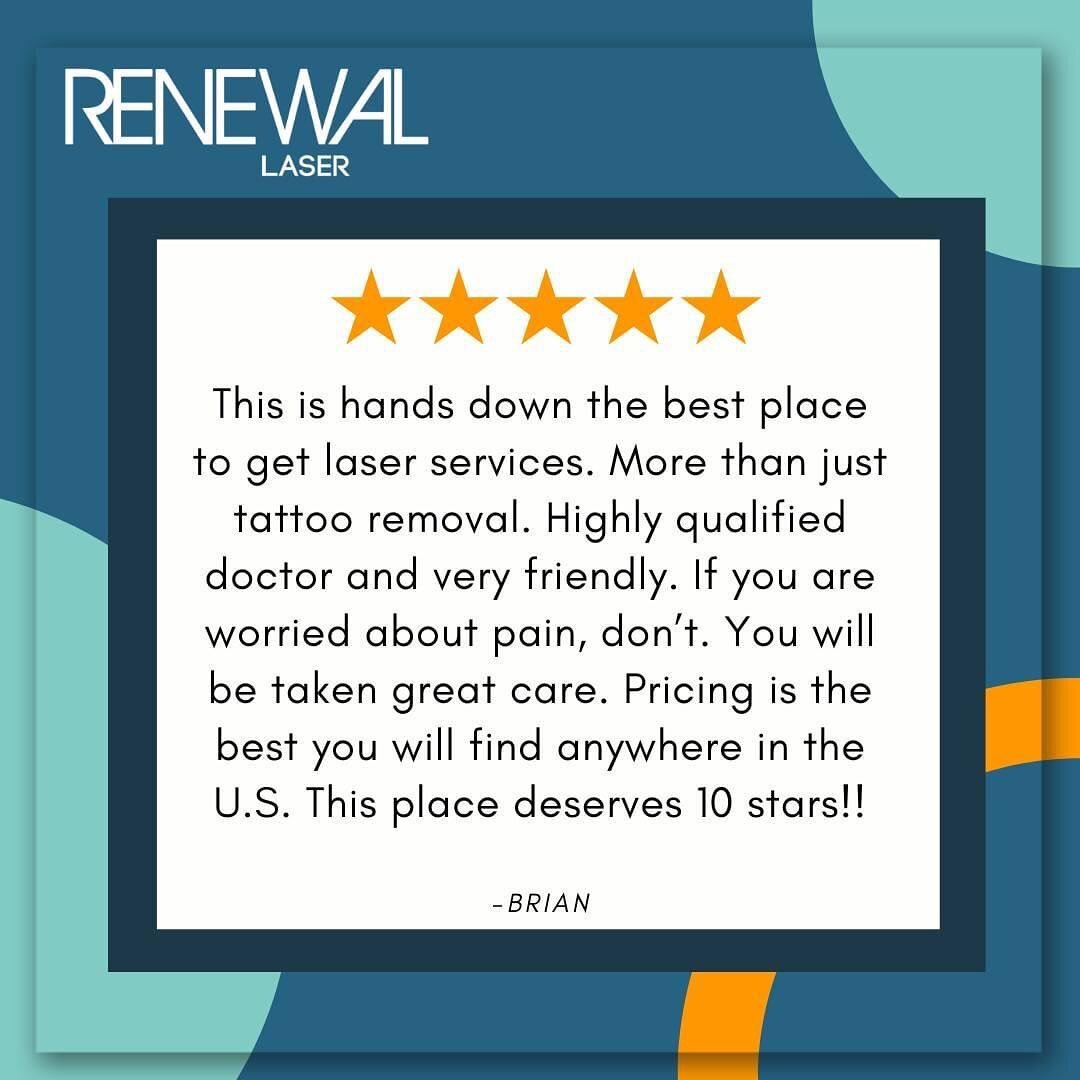 We have awesome clients! Thank you Brian.
.
.
.
.
.
.
#renewallaser #laserhairremoval #lasertattooremoval #laserskincare #medspa #cartessaaesthetics #laserfacialtreatment #lasertattooremoval #lasertattooeemovalfl #tattooremoval #tattooremovalflorida 