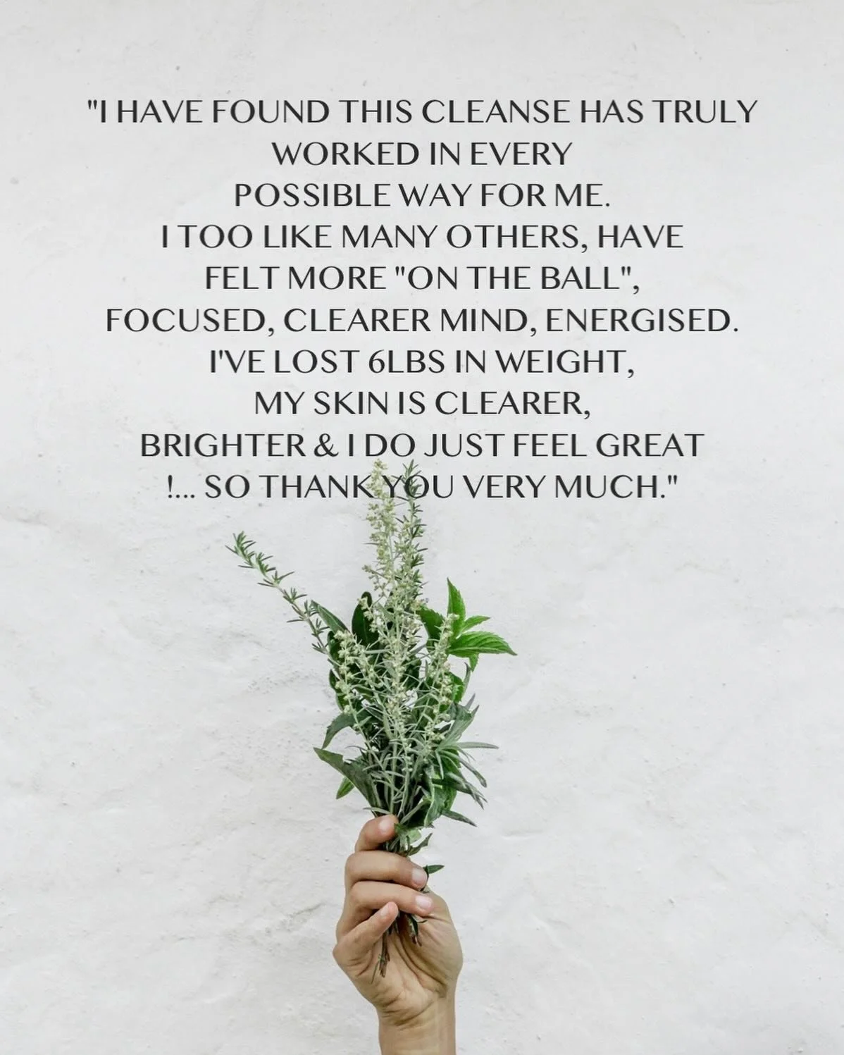 Still deciding?

Lots of reasons here to take the plunge and join my 7 day Spring cleanse that kicks off 20th April. Perfect post Easter reset.

The hardest part is signing up, then you just have to follow along and reap all the benefits.

Full detai