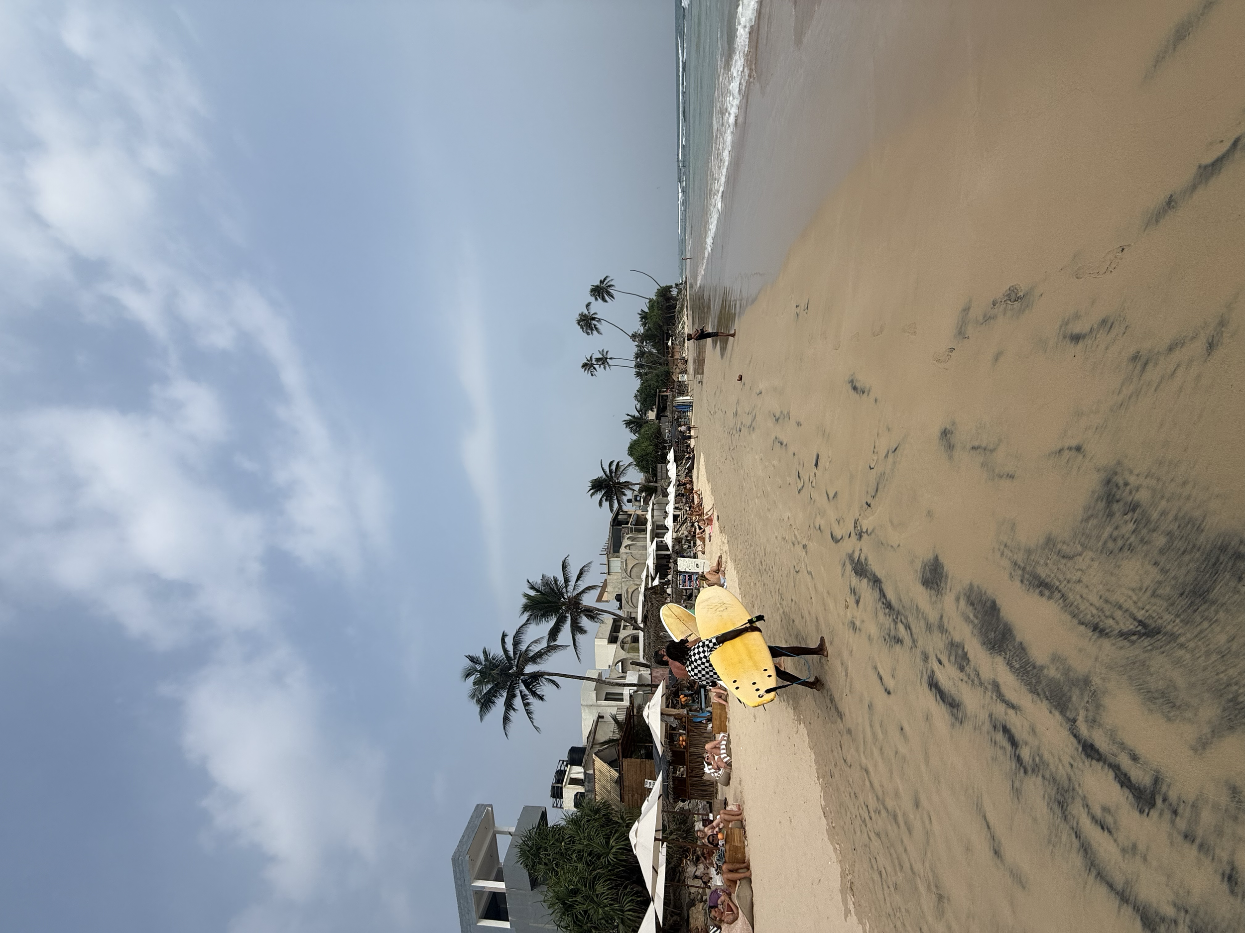 Surfers on the beach outside Ceylon Sliders in Sri Lanka, one of our favourite places to visit during the retreat.
