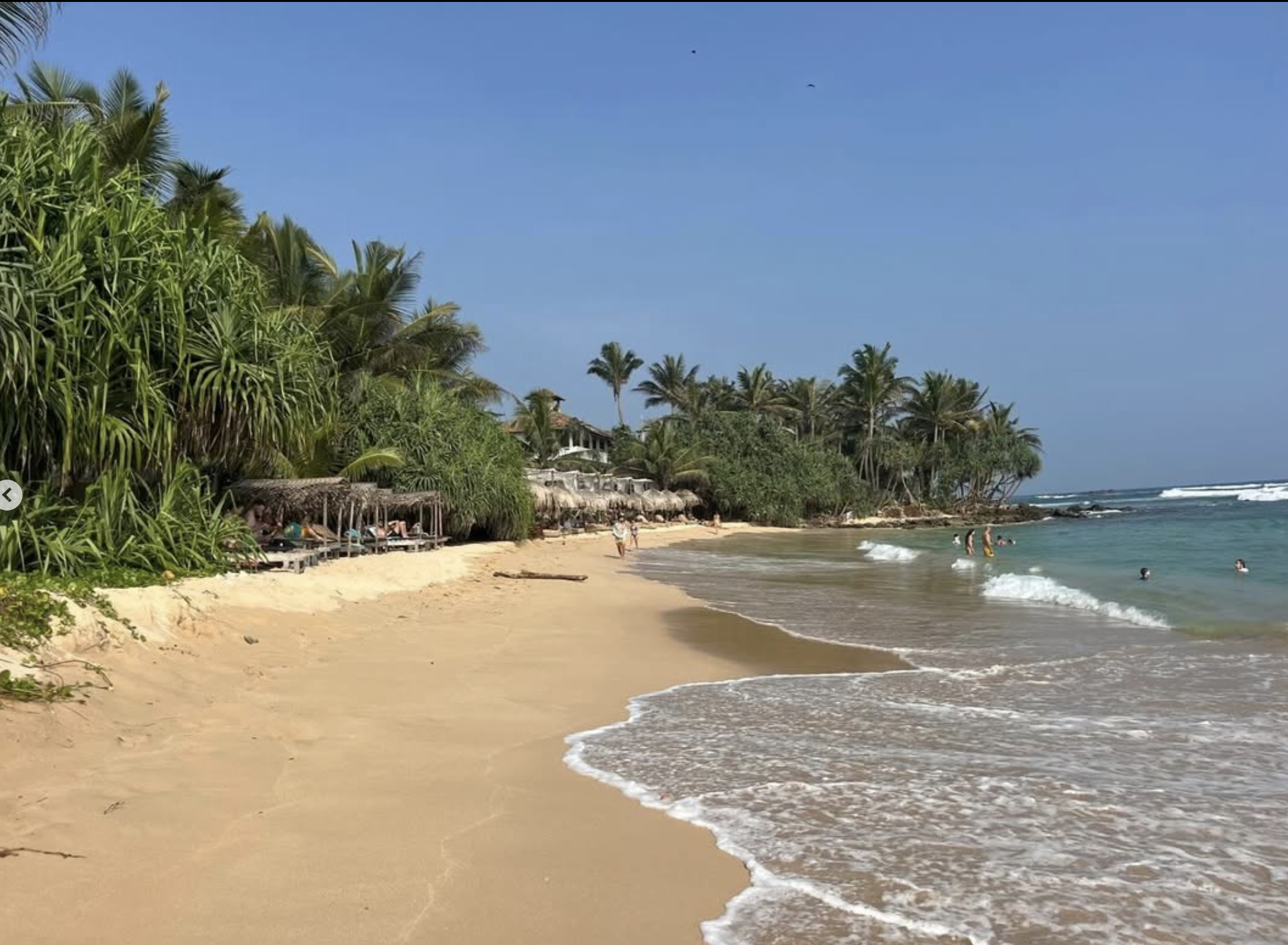 The beautiful beach just moments from Villa Nibana, where retreat guests can swim, walk and relax.