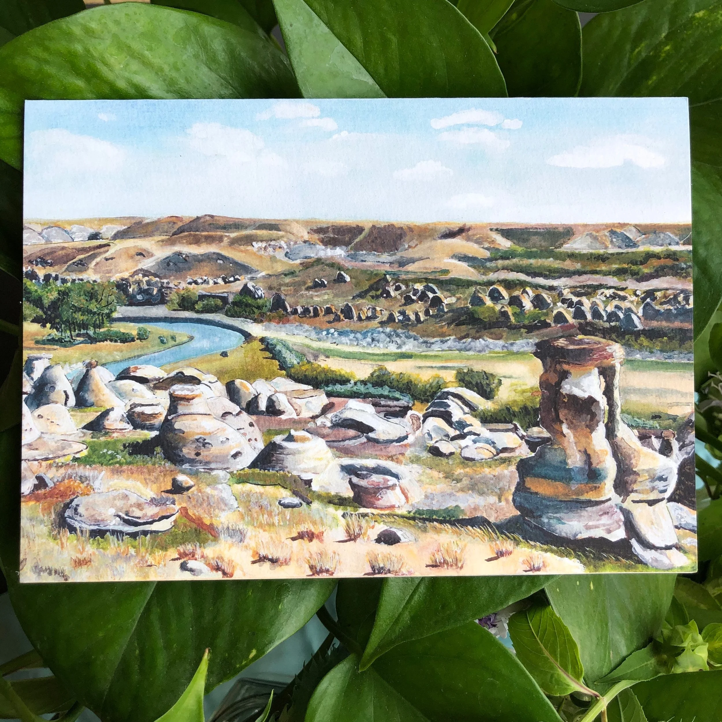 "Writing-On-Stone/Áísínai’pi" - Fine Art Watercolour Card by L.C. Cariou - 1