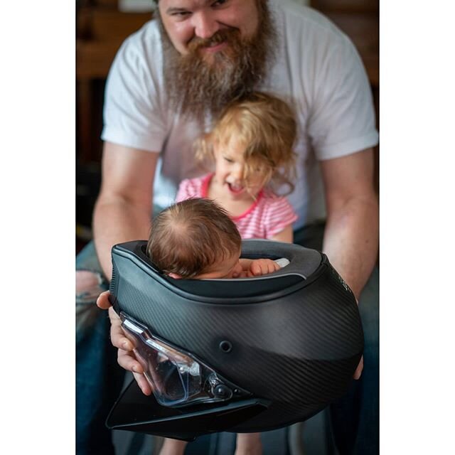 Introducing the newest member to the Slabaugh family unit, Ansel Roman Slabaugh.  He arrived 5/22/20 happy, chill, and healthy, and doesn't seem to mind motorcycle helmets. Welcome to the world Ansel!
📷 by @angienola84 .
.
.
.
#andnowweare4 #family 