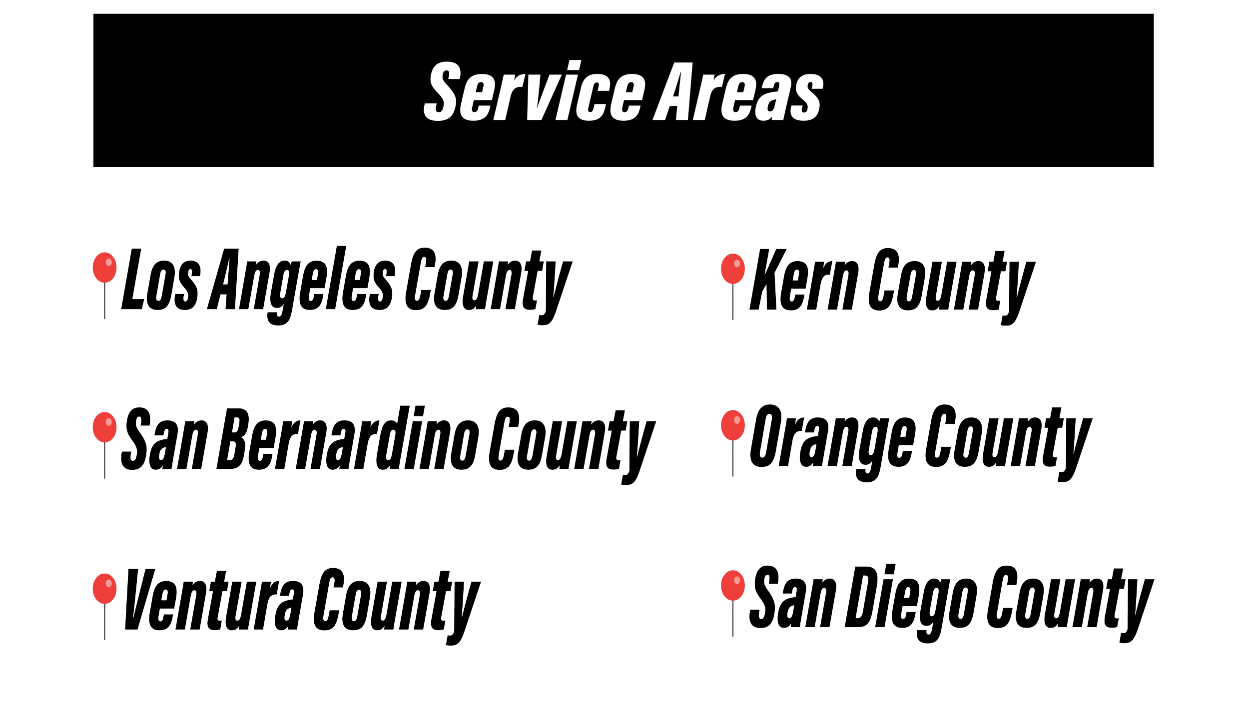Service Areas: 	•	Palmdale, CA 	•	Lancaster, CA 	•	Quartz Hill, CA 	•	Rosamond, CA 	•	Acton, CA 	•	Littlerock, CA 	•	Lake Los Angeles, CA 	•	Pearblossom, CA 	•	Antelope Valley, CA  Don’t see your city? Contact us—we likely serve your area.