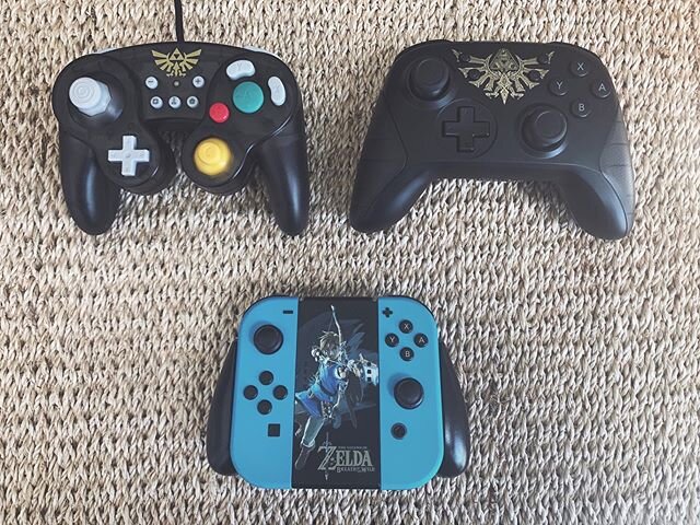 Added a new controller to my Zelda-themed collection, the @horiofficial wired GameCube-style controller. I like that style of controller for platformers especially, and my dog ate my gold wireless one a while back, so I&rsquo;m happy to have a replac