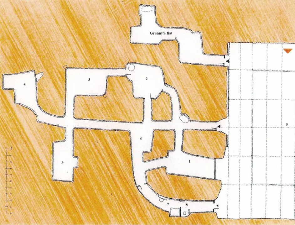 Map of an underground home in White Cliffs. Drawn by resident Bert Gale.