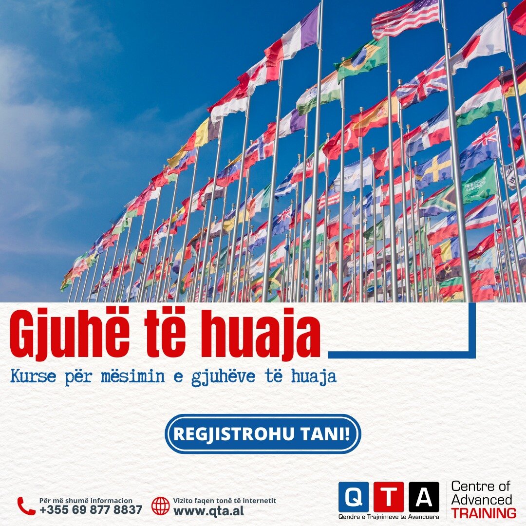 📢 Qendra e Trajnimeve t&euml; Avancuara (QTA) ofron kurse p&euml;r gjuh&euml;t:
1. Anglisht
2. Italisht
3. Gjermanisht
4. Spanjisht
5. Frengjisht
 
P&euml;r m&euml; shum&euml; informacione, na kontaktoni si m&euml; posht&euml;:
📞 +355 69 877 8837
?