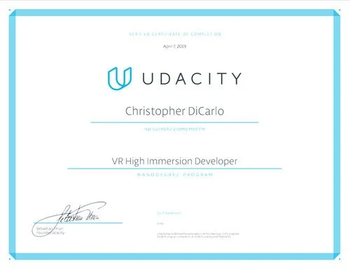Udacity: VR High Immersion Developer