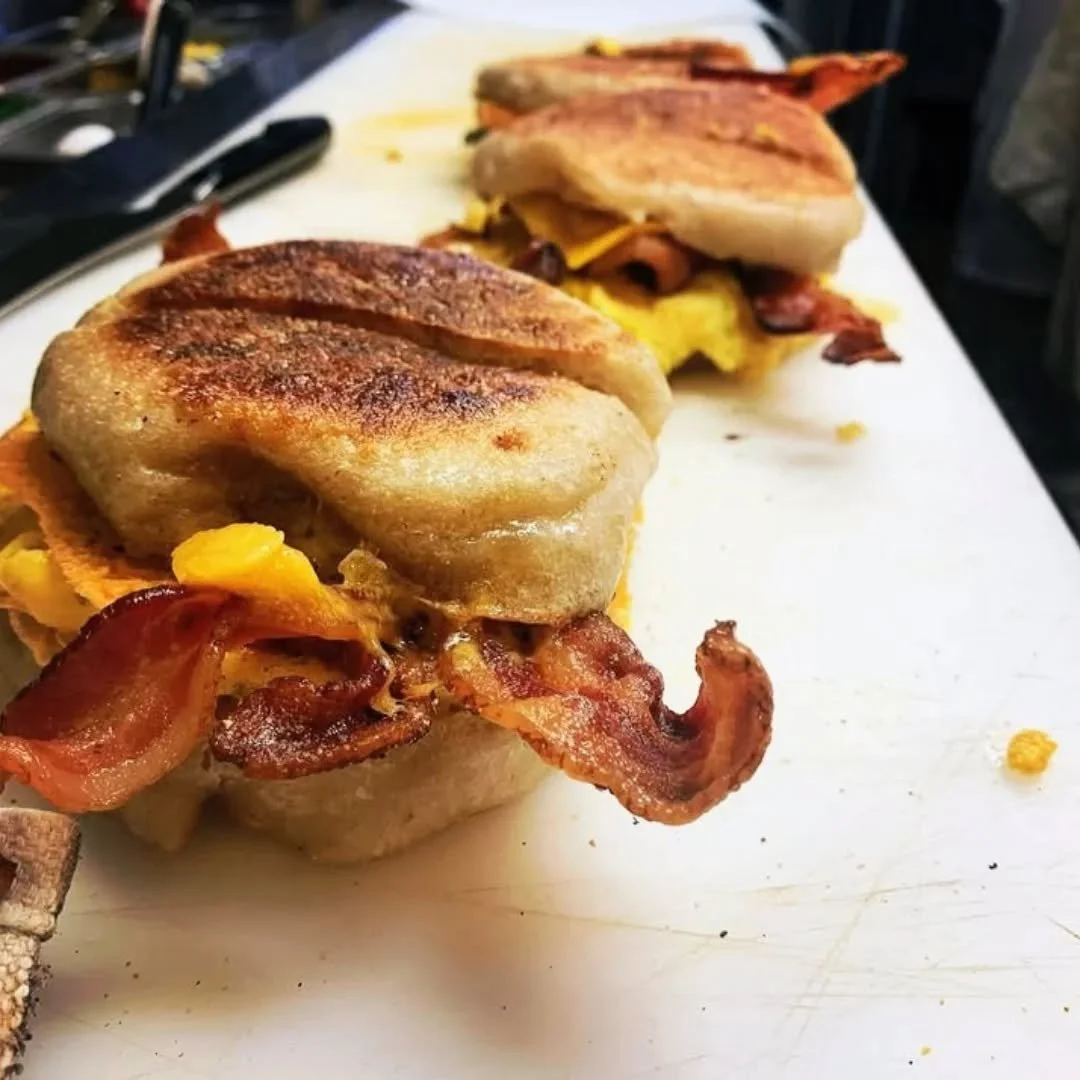 Last day for online Thanksgiving preorders! 
🦃 Reserve items like these sourdough English muffins to enjoy on your holiday - go to belleville.com/thanksgiving (link in bio)

Pictured: the #2 breakfast sandwich 😍

#sourdoughbread #cvillebakery #char