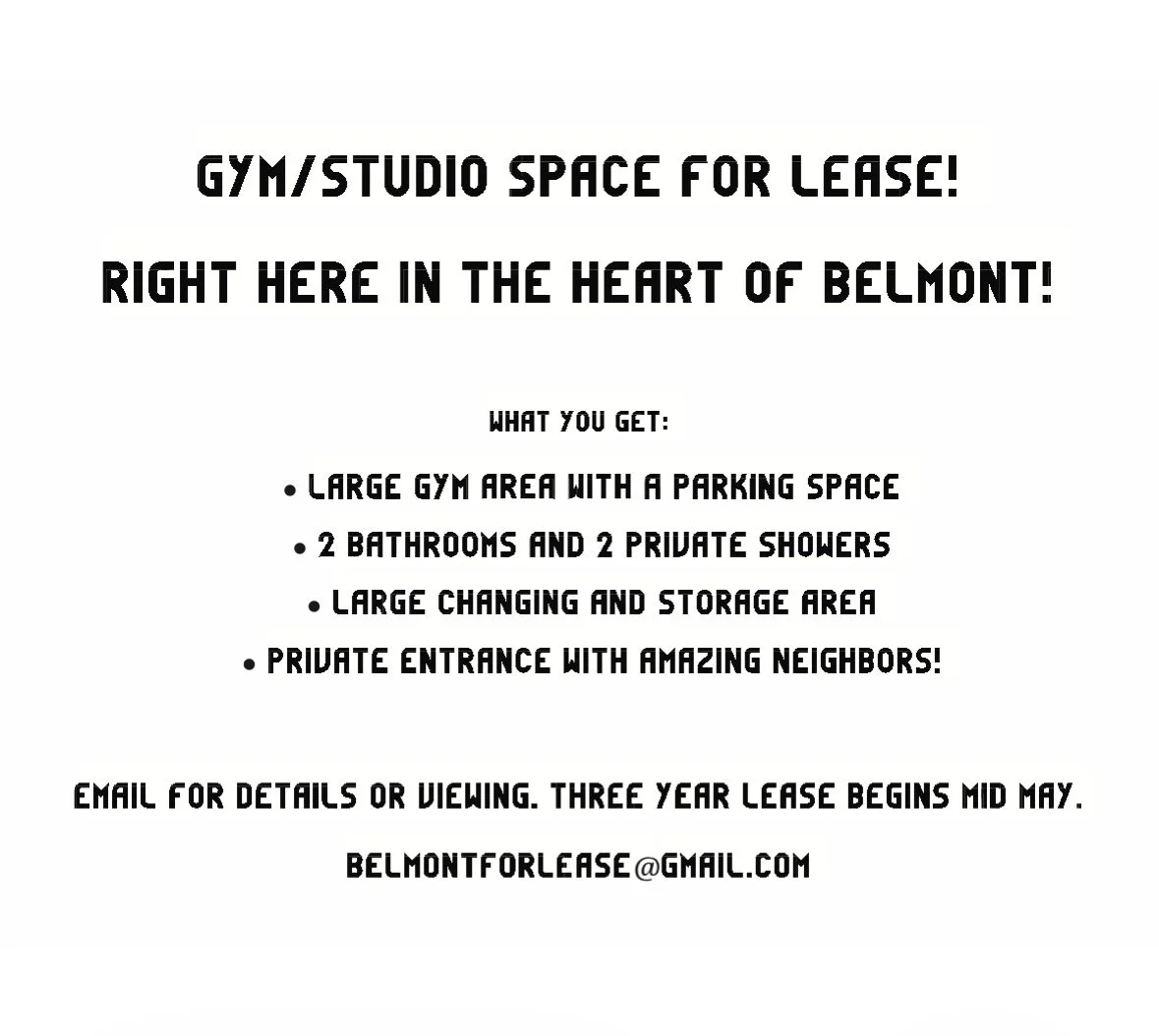 Wonderful space in our building coming up for lease, feel free to ask any questions or direct them straight to the email in the post! We're sweet neighbors, in kindness and cinnamon rolls, we promise :)