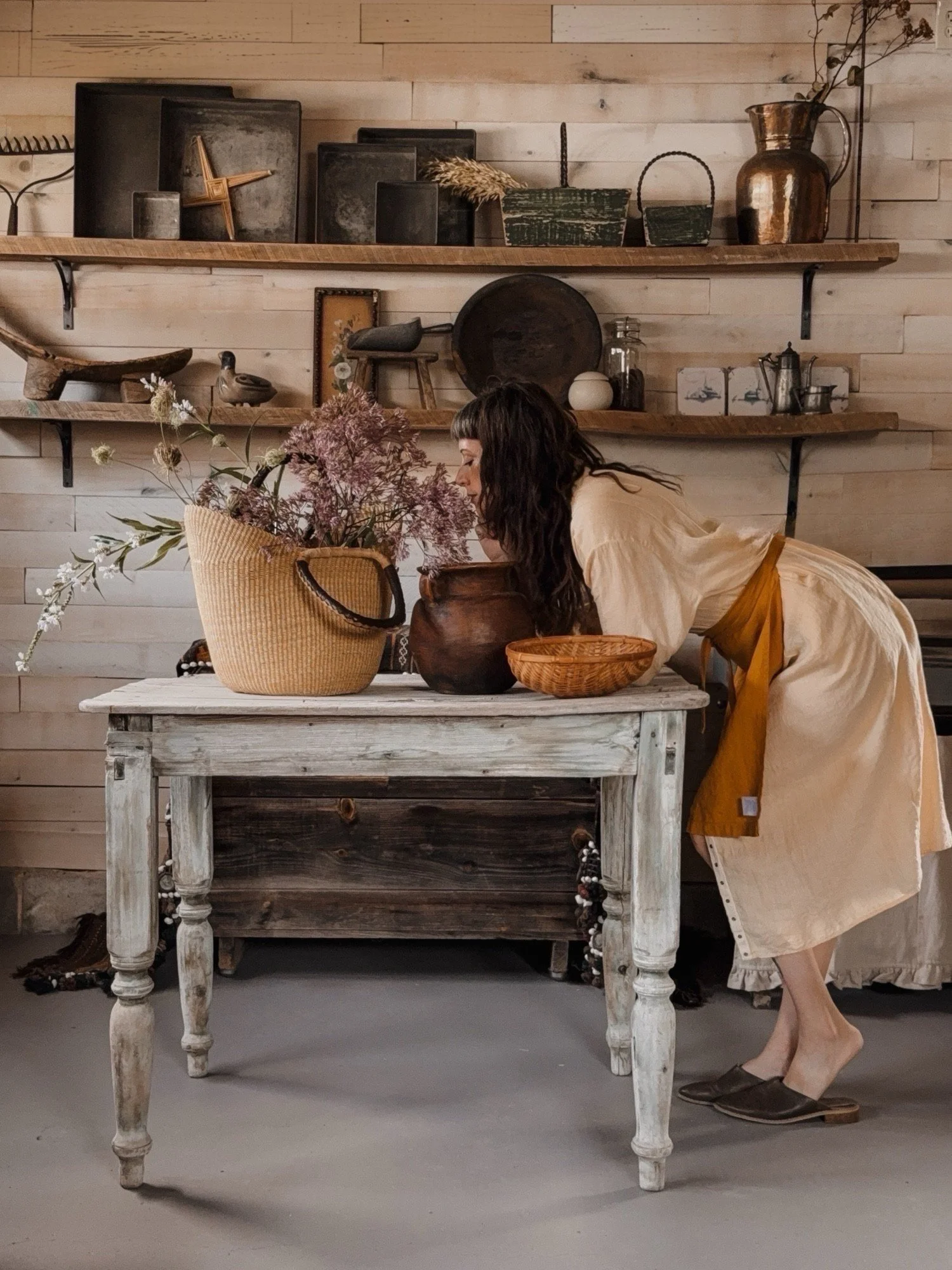 an herbalist in her studio