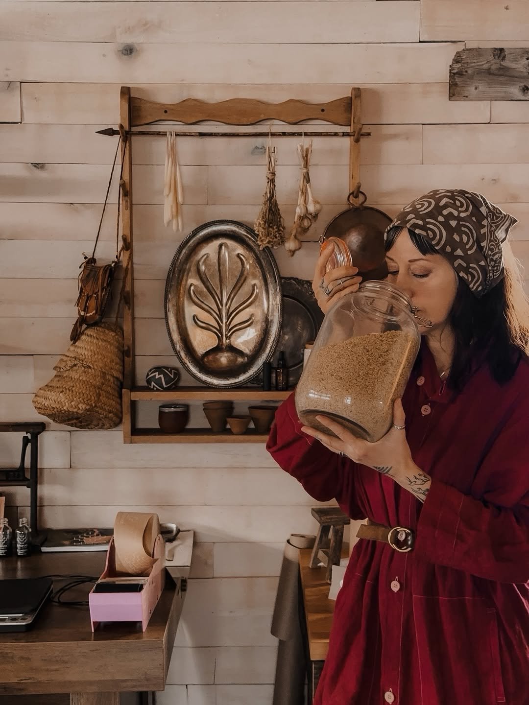 herbalist in her studio