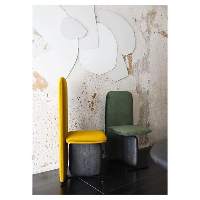 &lsquo;En famille&rsquo; wall sculpture in detail - against amazing textured walls @rossana_orlandi gallery and alongside the monolithic Atlas Chairs by @iniarchibong for @se_collections. 
Photo via @se_collections by @andreaferraristudio