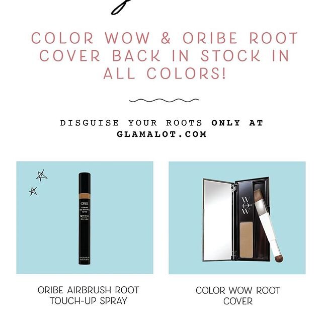 Disguise your roots! Color Wow Root Cover Up and Oribe Airbrush Root Touch-Up Spray back in stock. Shop now at www.glamalot.com.