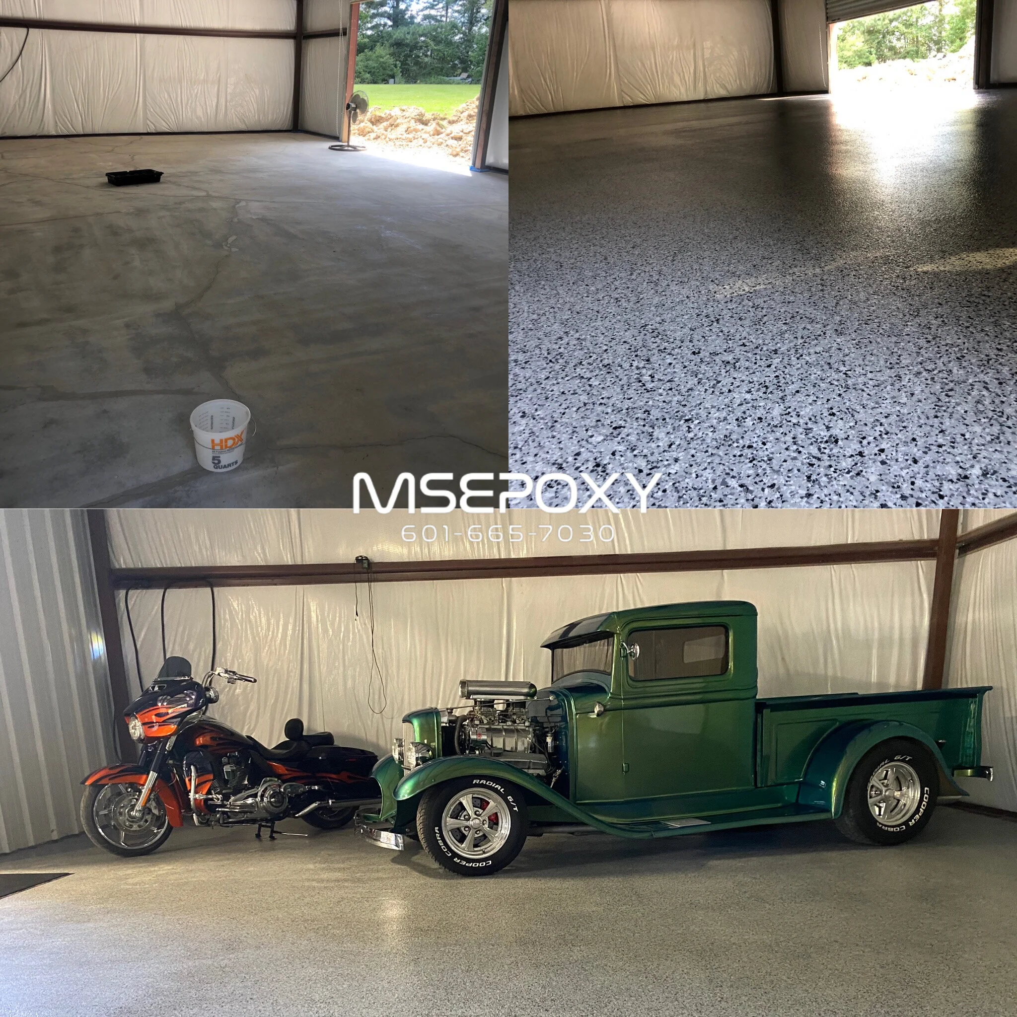 Before and after photos — MSEPOXY Epoxy Flooring Madison Jackson
